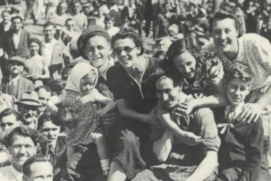 Jersey islanders celebrating Liberation Day (image courtesy of Jersey Evening Post and Channel Islands Occupation Society Jersey and supplied by Jersey Heritage